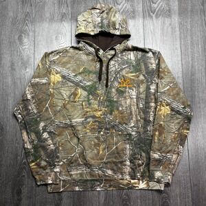 Realtree Camo Hoodie Mens XL Orange Logo Camouflage Pullover Sweatshirt Y2k
